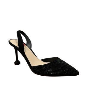 PRE-OWNED - Marc Fisher Black Slingback Pump with Crystal Details Size 6